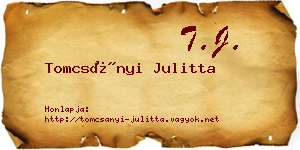 Tomcsányi Julitta névjegykártya